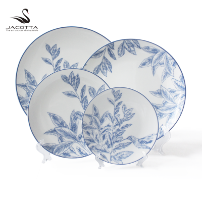 Jacotta bone china plates for wedding plato de ceramic blue and gold dinner sets