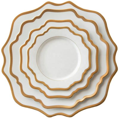 Wholesale gold western bone China dinnerware sets banquet sunflower plates